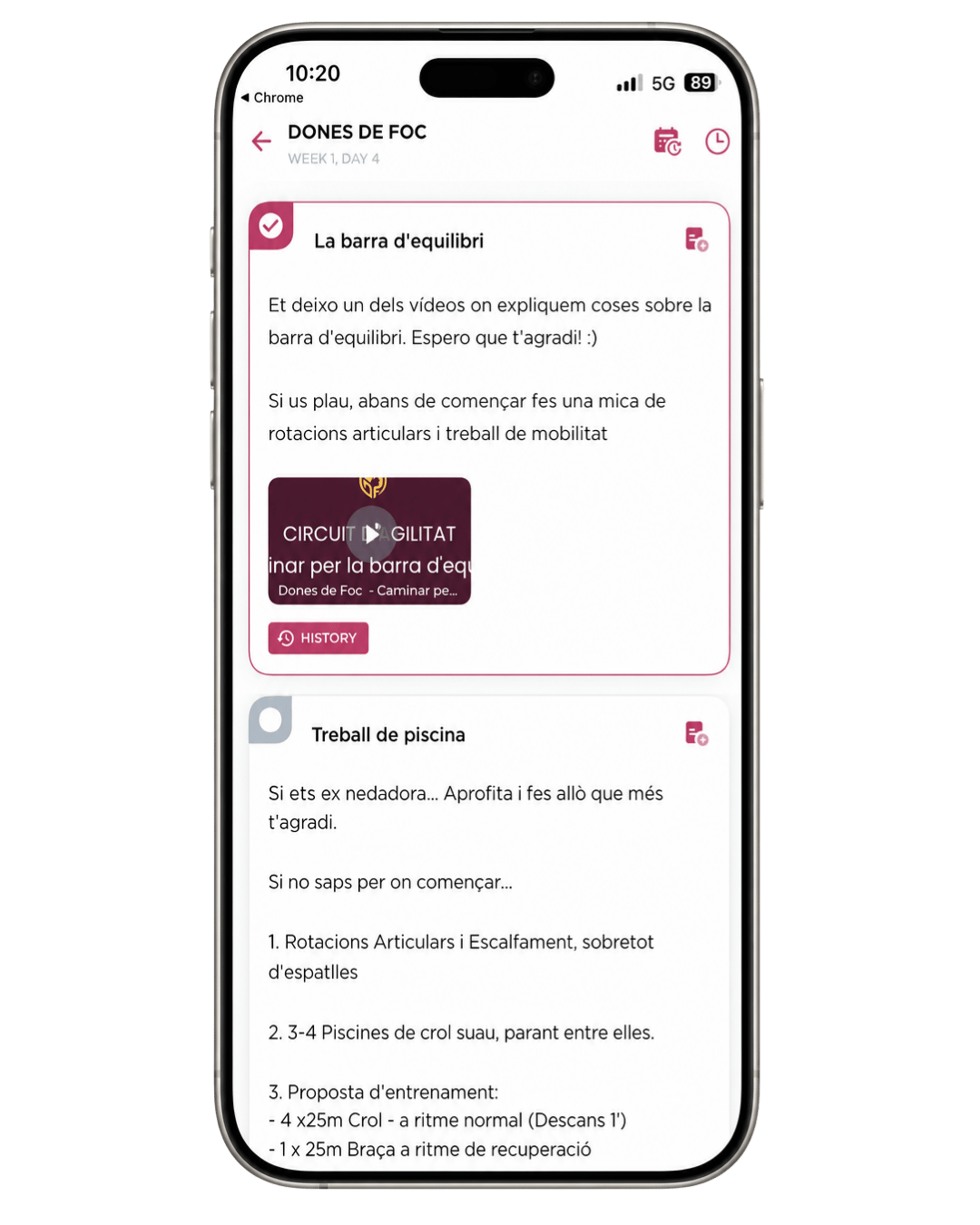 Vídeos per exercici dins FITR